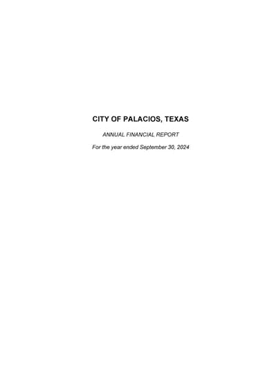 City of Palacios, Texas ACFR Cover