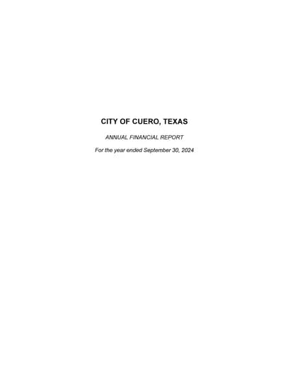 City of Cuero, Texas ACFR Cover