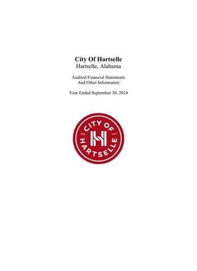 City of Hartselle, Alabama ACFR Cover