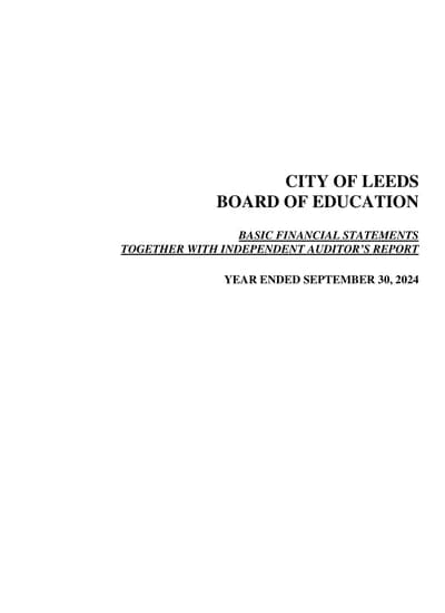 City of Leeds Board of Education ACFR Cover