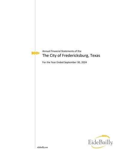 City of Fredericksburg, Tx ACFR Cover