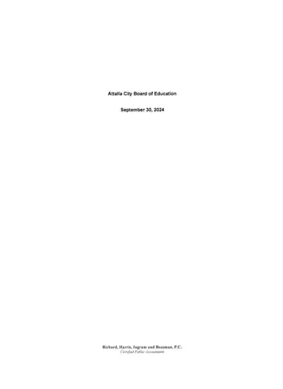 Attalla City Board of Education ACFR Cover