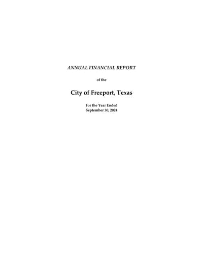 City of Freeport ACFR Cover