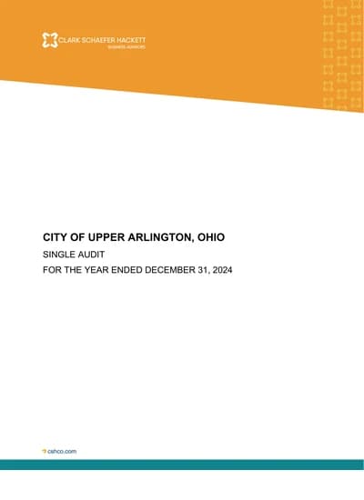 City of Upper Arlington ACFR Cover