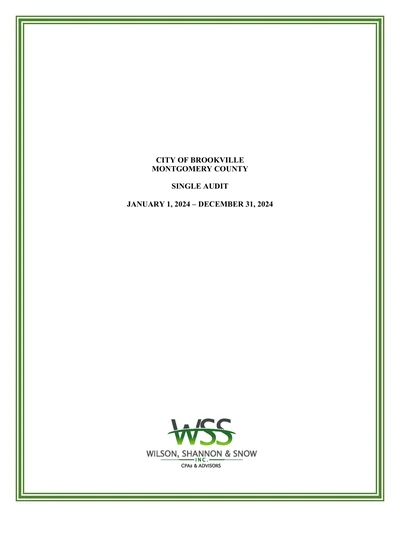 City of Brookville ACFR Cover