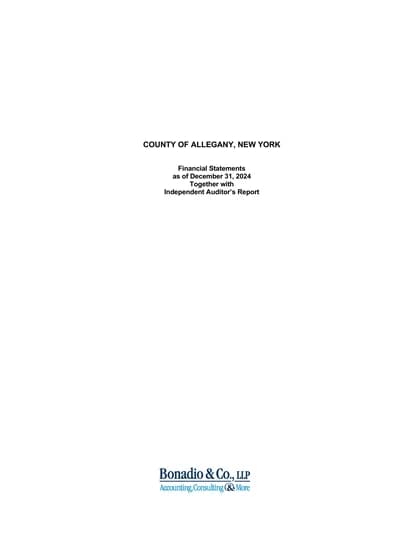 County of Allegany, State of New York ACFR Cover