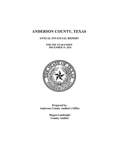 Anderson County, Texas ACFR Cover