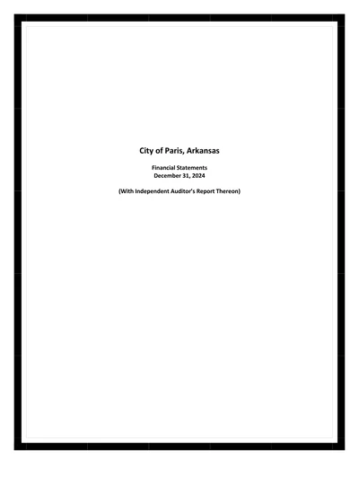 City of Paris, Arkansas ACFR Cover