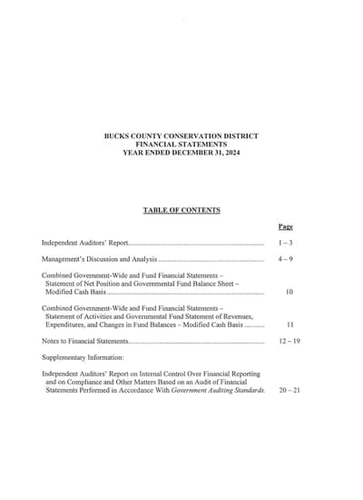 Bucks County Conservation District ACFR Cover